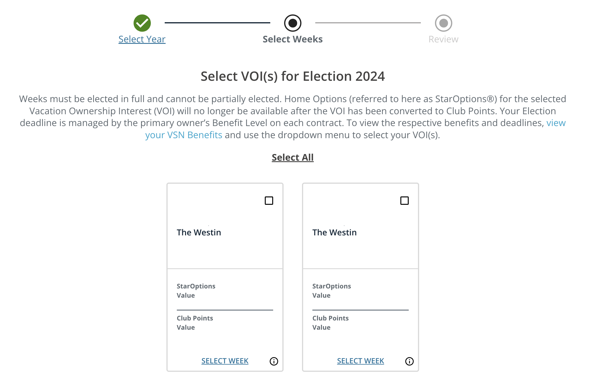 Select Vacation Ownership Interest