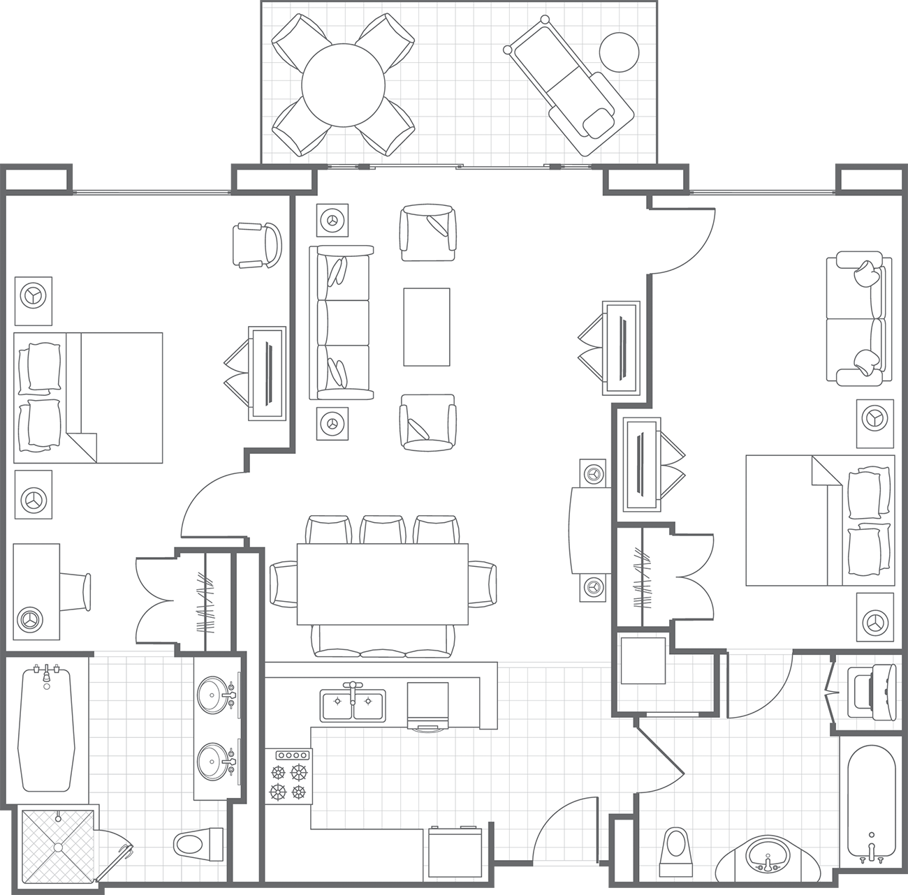 Marriott Waiohai Beach Club 2 Bedroom Floor Plan