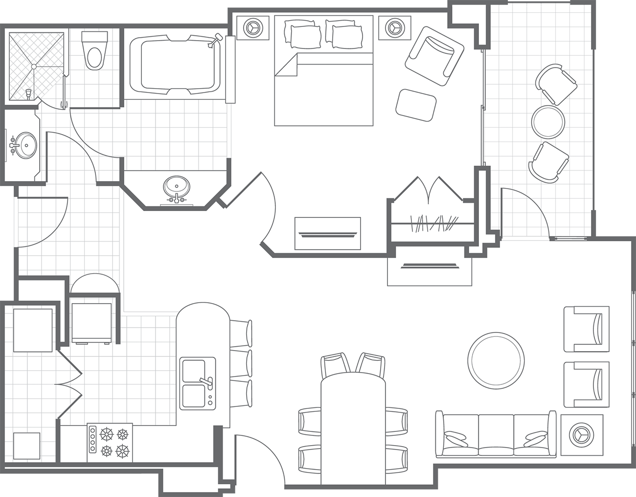 BeachPlace Towers 1 Bedroom Floor Plan